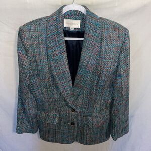 Barrie Pace Women’s Dressy Blazer Size 10 Multicolor Silk Tweed Going Out Party